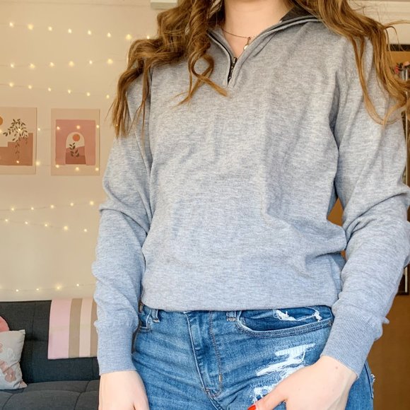 Real Cashmere Quarter Zip Sweater - Picture 1 of 4